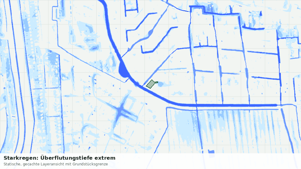 Statische Kartenansicht: Starkregen: Überflutungstiefe extrem
