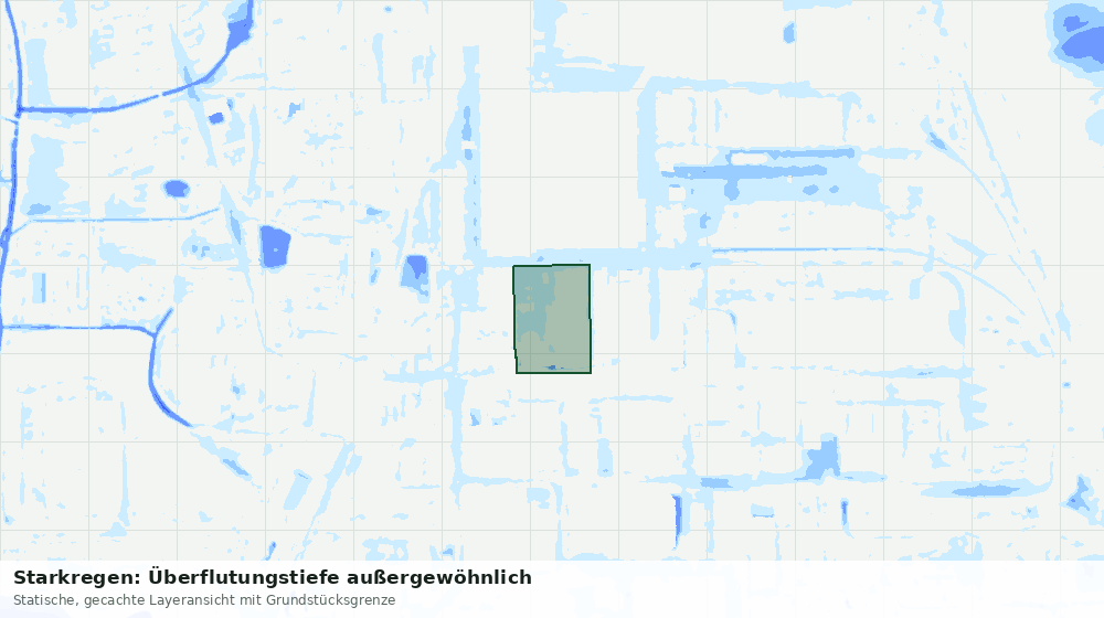 Statische Kartenansicht: Starkregen: Überflutungstiefe außergewöhnlich