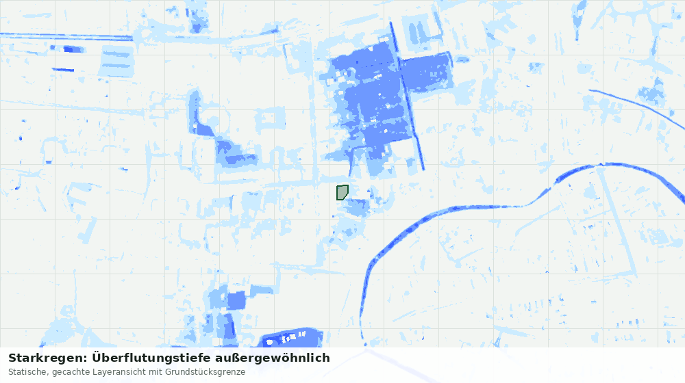 Statische Kartenansicht: Starkregen: Überflutungstiefe außergewöhnlich