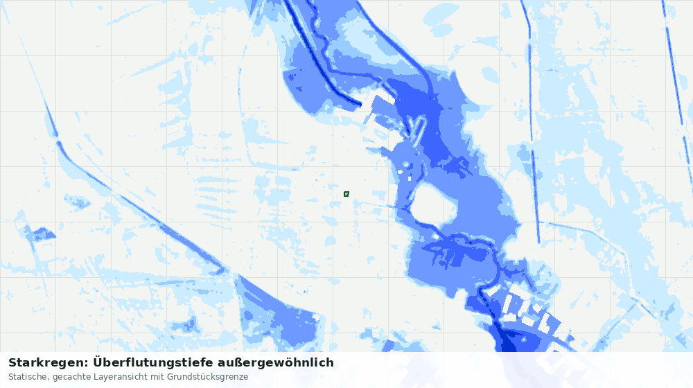 Statische Kartenansicht: Starkregen: Überflutungstiefe außergewöhnlich