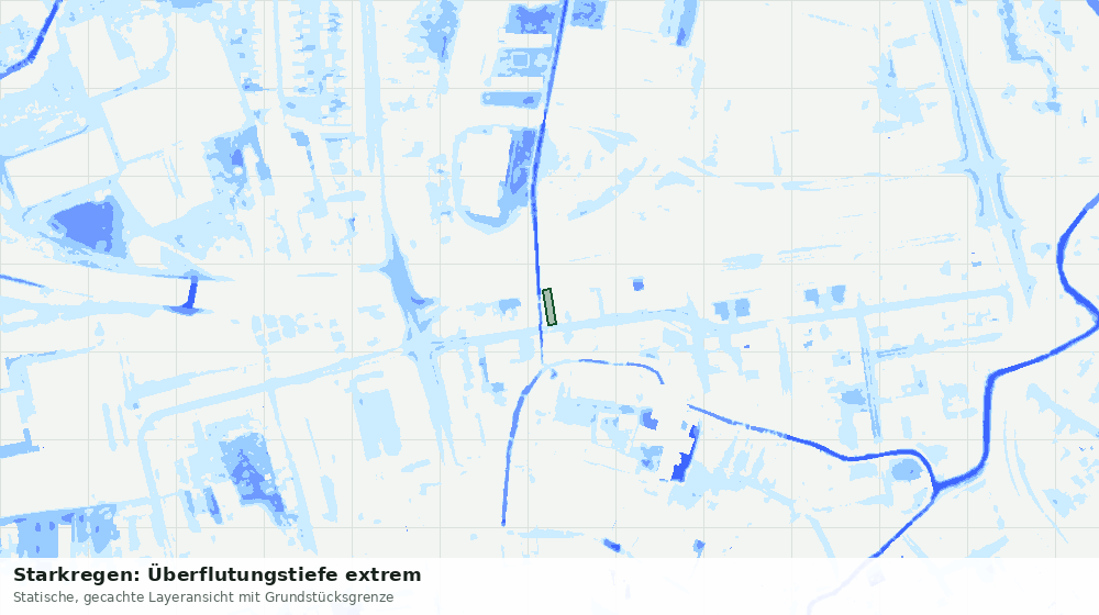 Statische Kartenansicht: Starkregen: Überflutungstiefe extrem