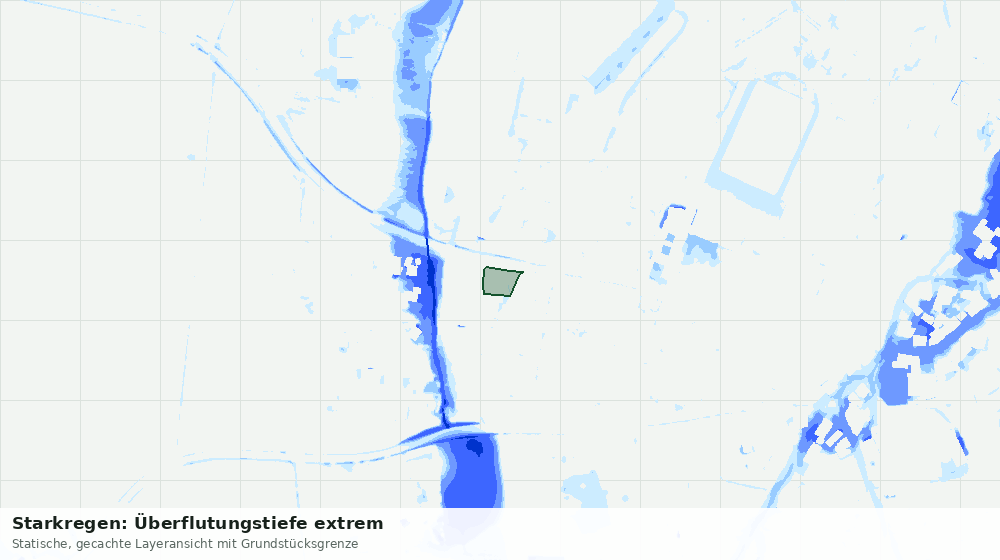 Statische Kartenansicht: Starkregen: Überflutungstiefe extrem