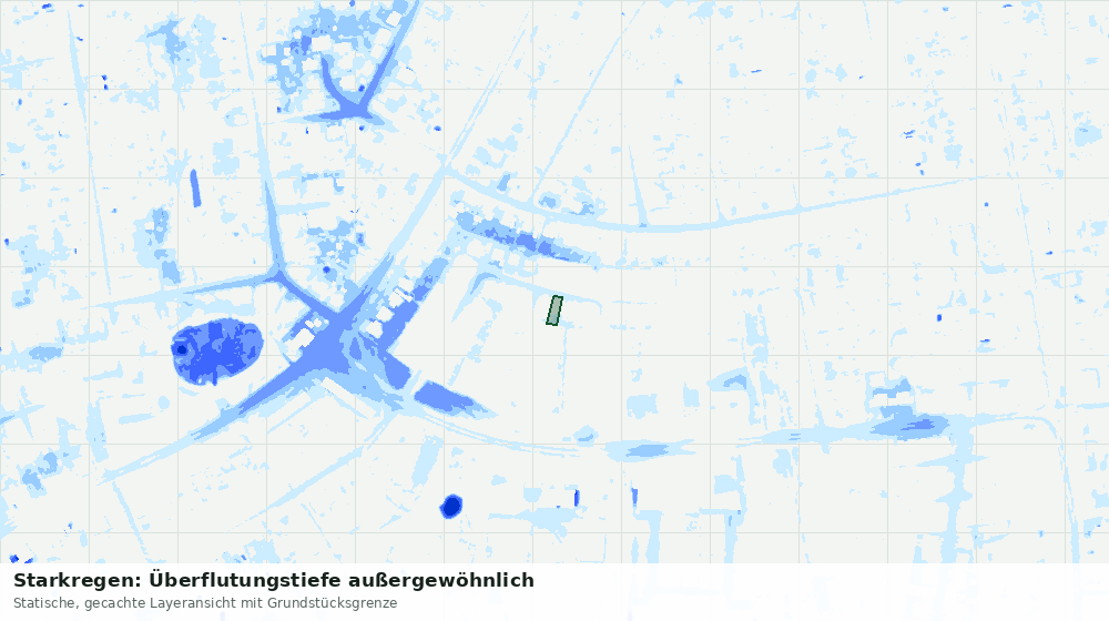 Statische Kartenansicht: Starkregen: Überflutungstiefe außergewöhnlich