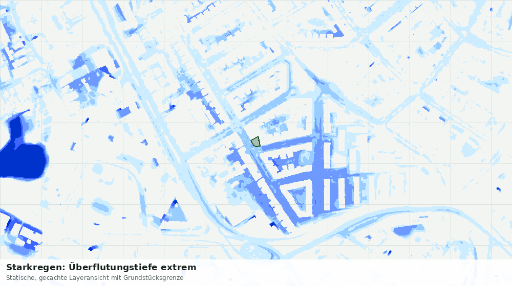 Statische Kartenansicht: Starkregen: Überflutungstiefe extrem