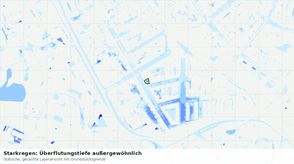 Statische Kartenansicht: Starkregen: Überflutungstiefe außergewöhnlich