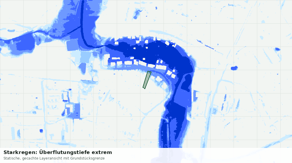 Statische Kartenansicht: Starkregen: Überflutungstiefe extrem