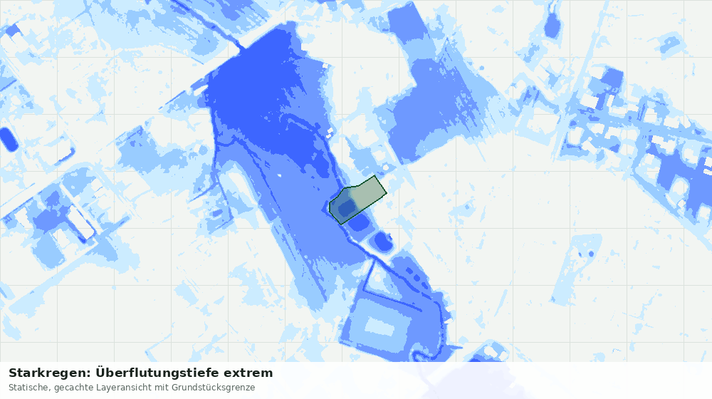 Statische Kartenansicht: Starkregen: Überflutungstiefe extrem