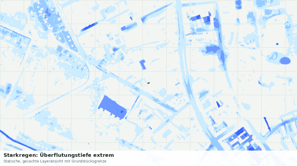 Statische Kartenansicht: Starkregen: Überflutungstiefe extrem