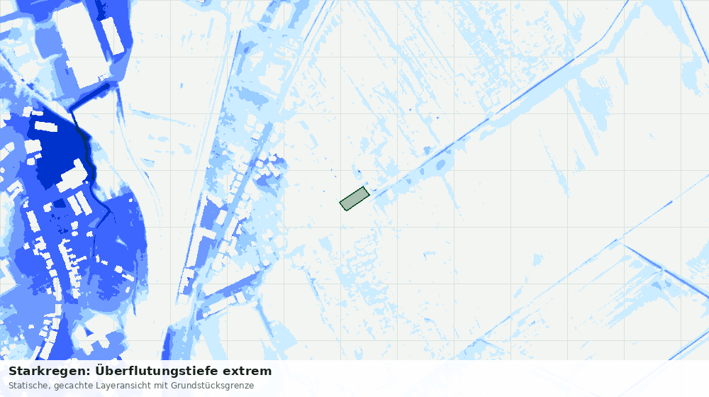 Statische Kartenansicht: Starkregen: Überflutungstiefe extrem