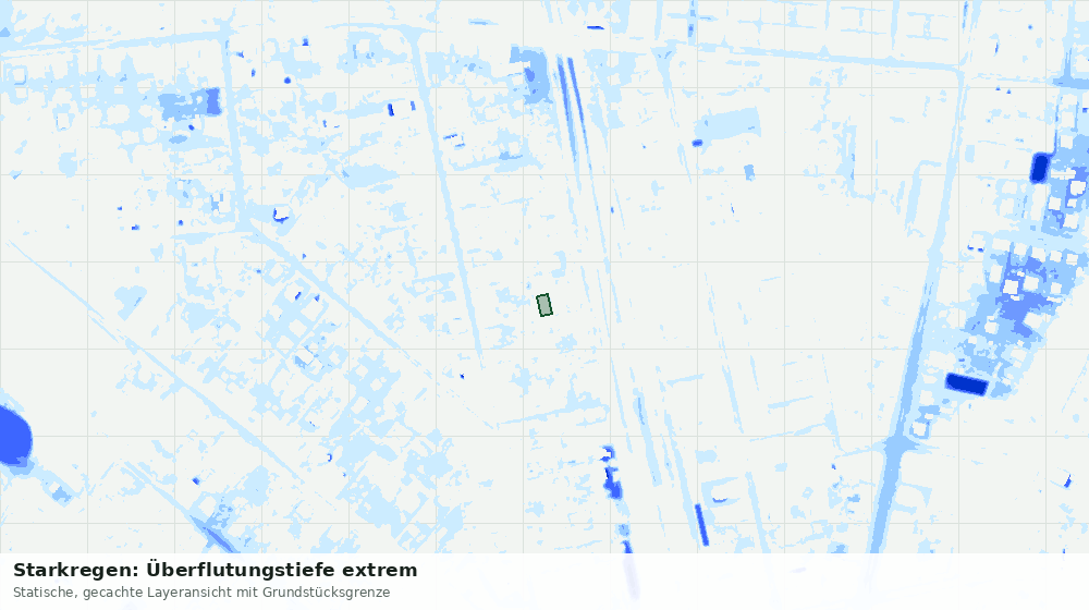 Statische Kartenansicht: Starkregen: Überflutungstiefe extrem