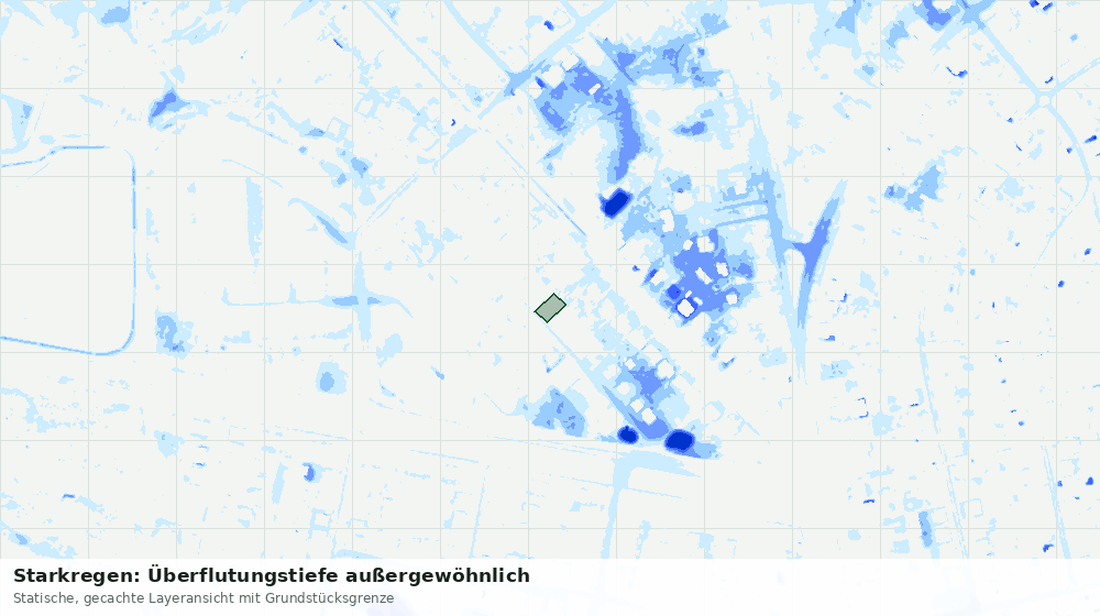 Statische Kartenansicht: Starkregen: Überflutungstiefe außergewöhnlich