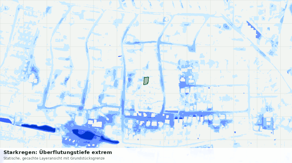 Statische Kartenansicht: Starkregen: Überflutungstiefe extrem