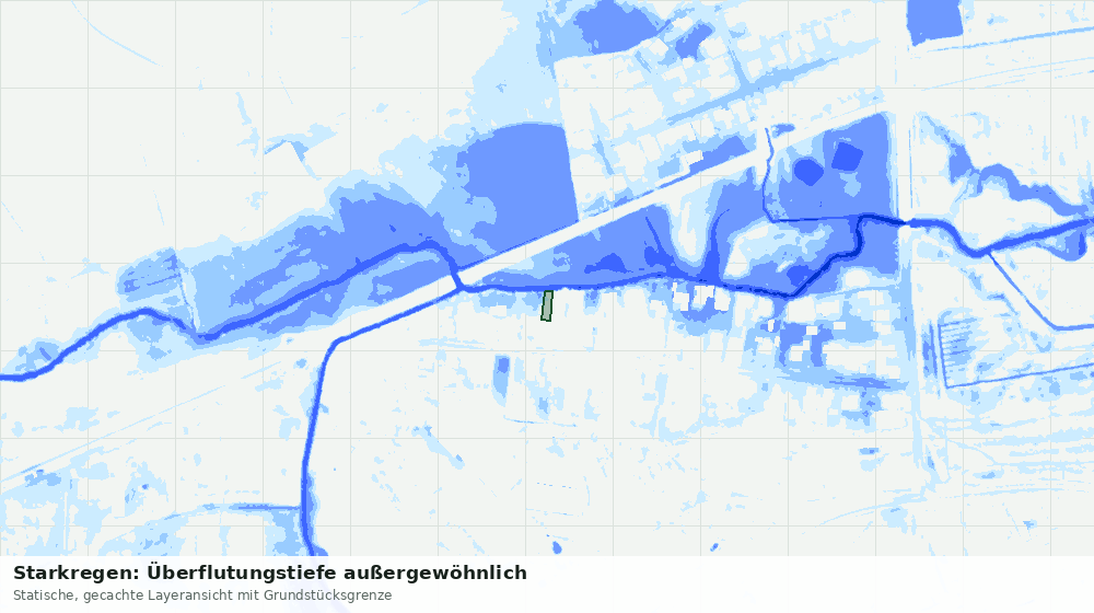 Statische Kartenansicht: Starkregen: Überflutungstiefe außergewöhnlich