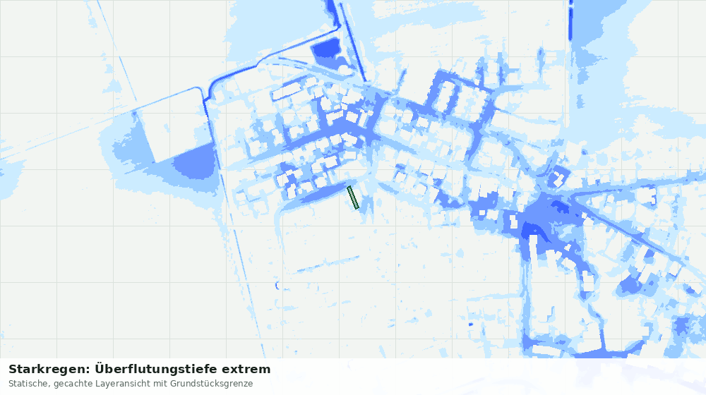 Statische Kartenansicht: Starkregen: Überflutungstiefe extrem