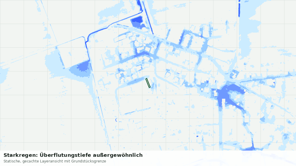 Statische Kartenansicht: Starkregen: Überflutungstiefe außergewöhnlich