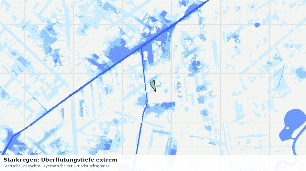 Statische Kartenansicht: Starkregen: Überflutungstiefe extrem
