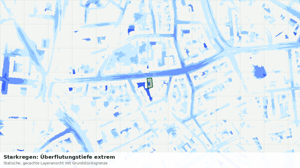 Statische Kartenansicht: Starkregen: Überflutungstiefe extrem