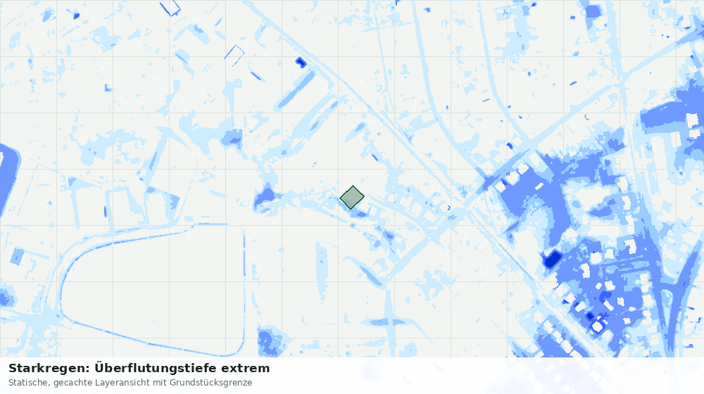 Statische Kartenansicht: Starkregen: Überflutungstiefe extrem