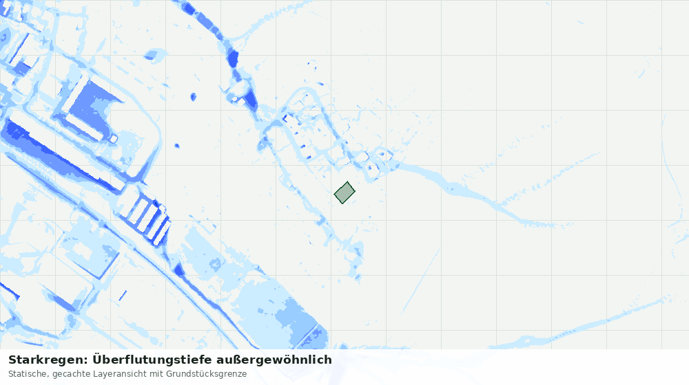 Statische Kartenansicht: Starkregen: Überflutungstiefe außergewöhnlich