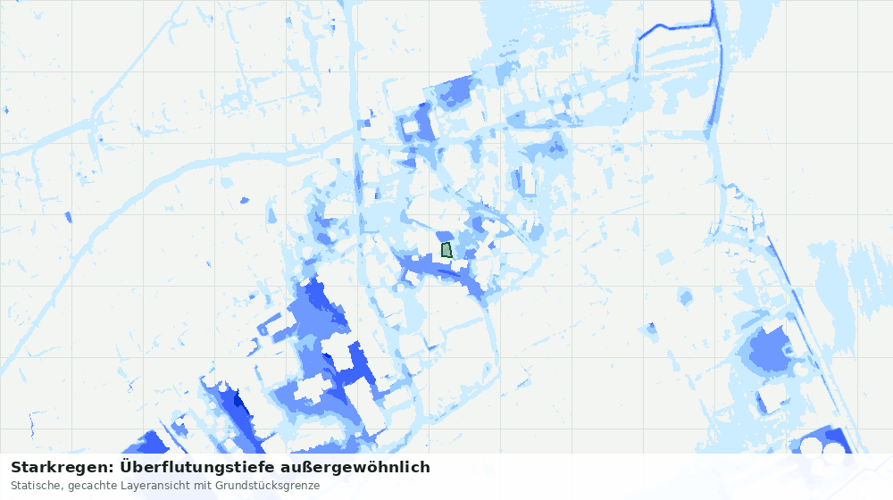 Statische Kartenansicht: Starkregen: Überflutungstiefe außergewöhnlich