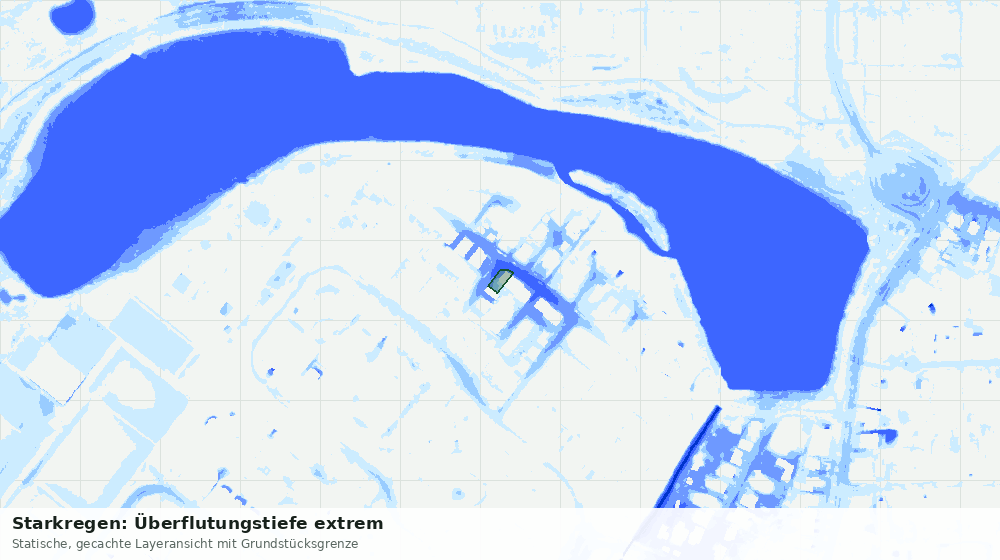 Statische Kartenansicht: Starkregen: Überflutungstiefe extrem