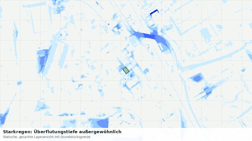 Statische Kartenansicht: Starkregen: Überflutungstiefe außergewöhnlich