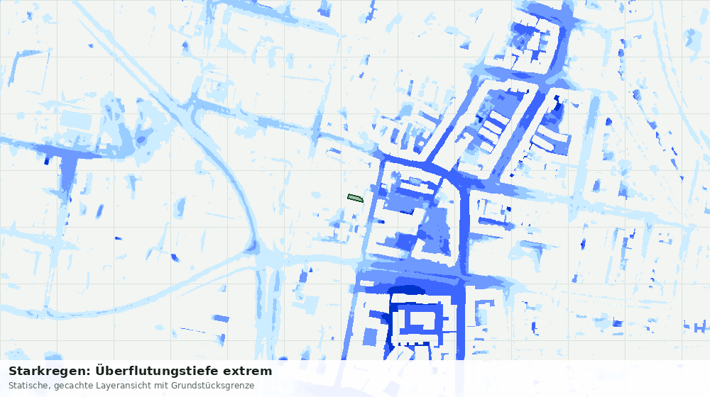 Statische Kartenansicht: Starkregen: Überflutungstiefe extrem