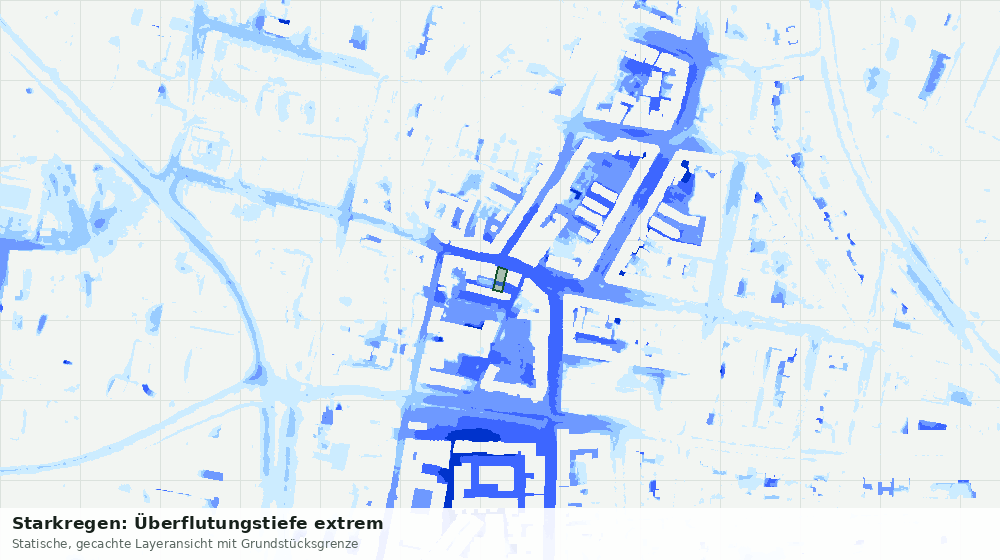 Statische Kartenansicht: Starkregen: Überflutungstiefe extrem