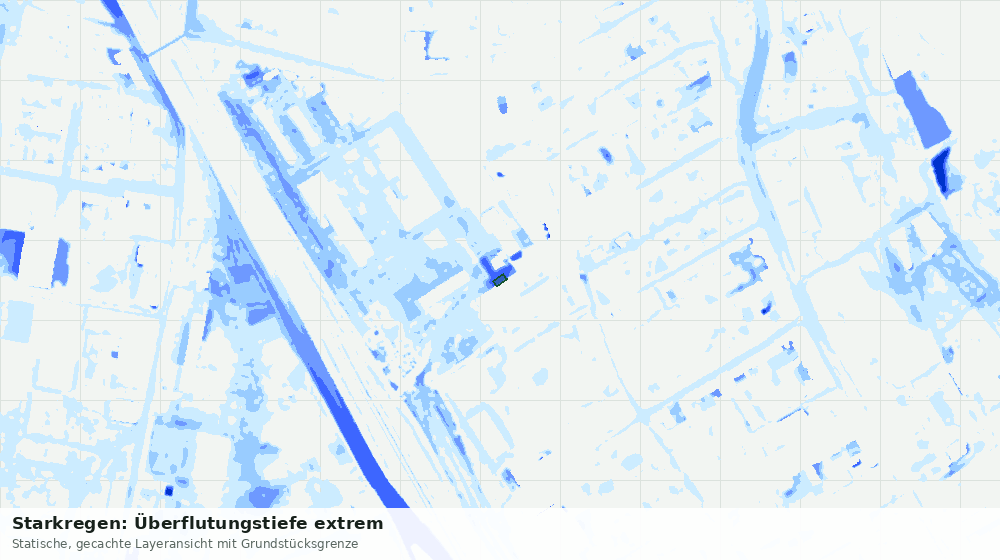 Statische Kartenansicht: Starkregen: Überflutungstiefe extrem