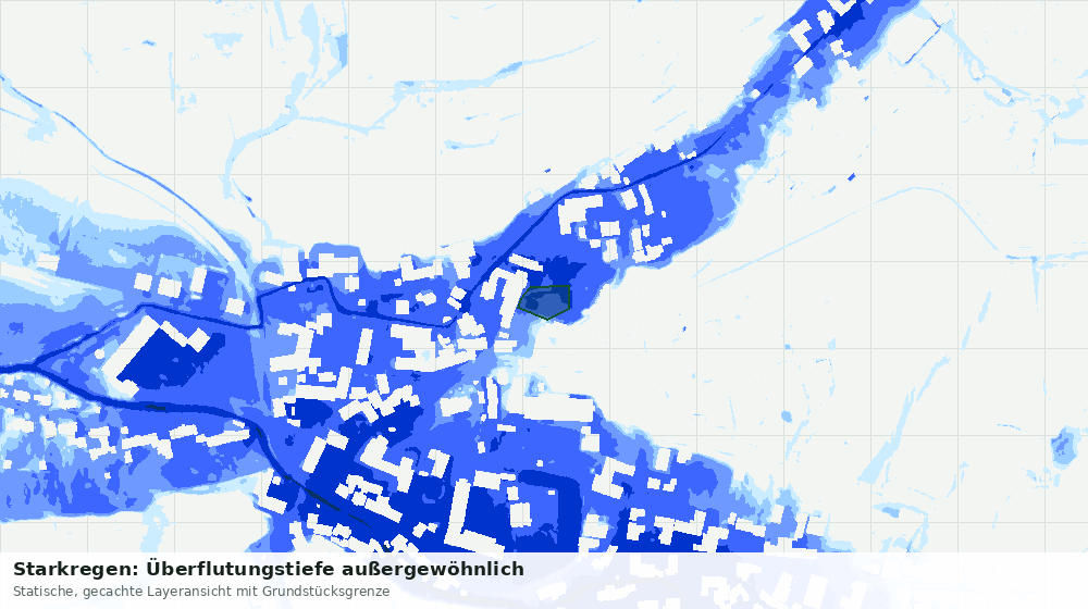 Statische Kartenansicht: Starkregen: Überflutungstiefe außergewöhnlich