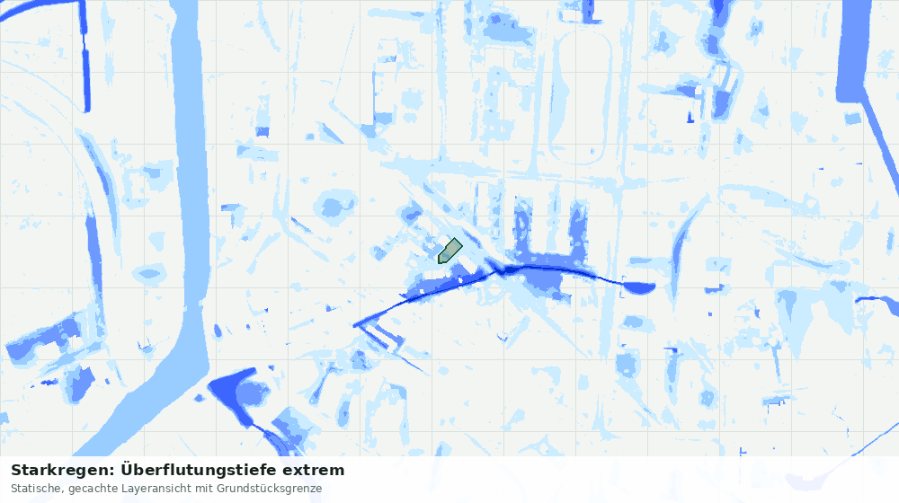 Statische Kartenansicht: Starkregen: Überflutungstiefe extrem