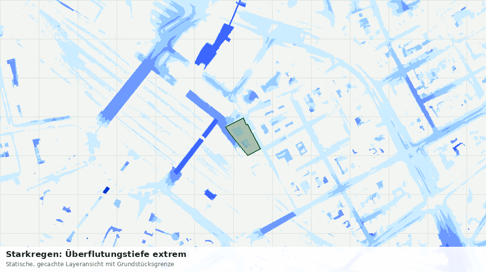 Statische Kartenansicht: Starkregen: Überflutungstiefe extrem