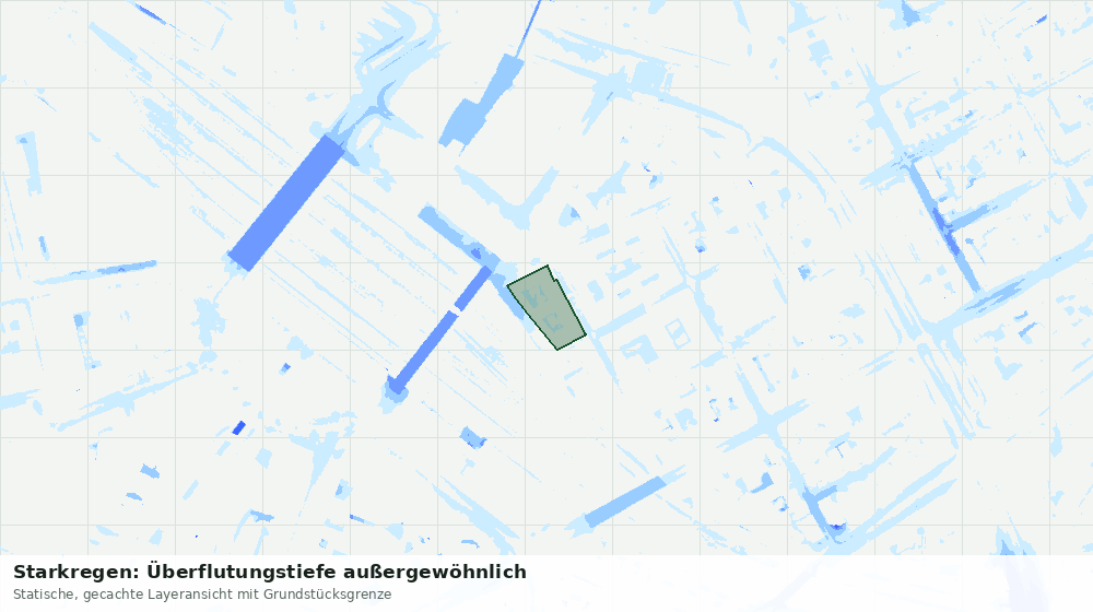 Statische Kartenansicht: Starkregen: Überflutungstiefe außergewöhnlich
