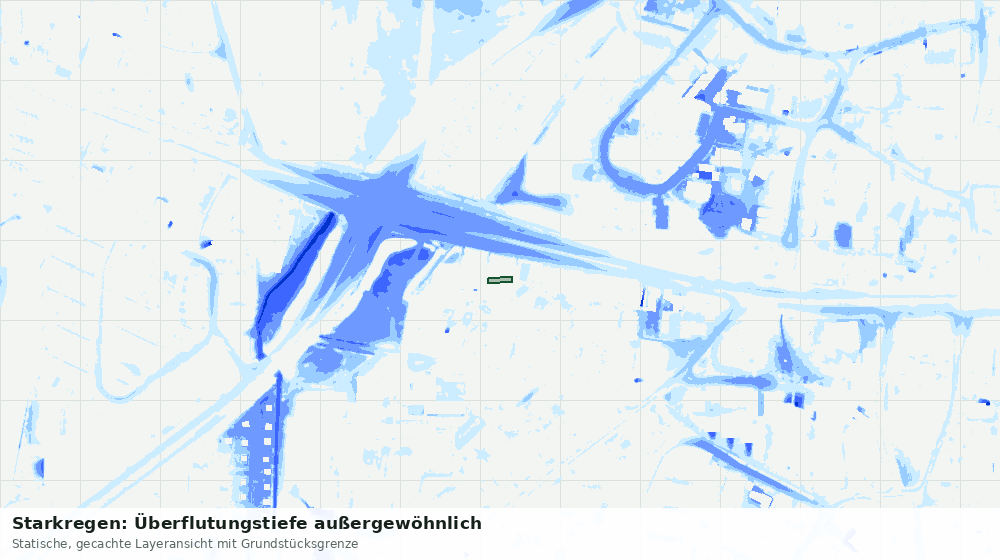 Statische Kartenansicht: Starkregen: Überflutungstiefe außergewöhnlich