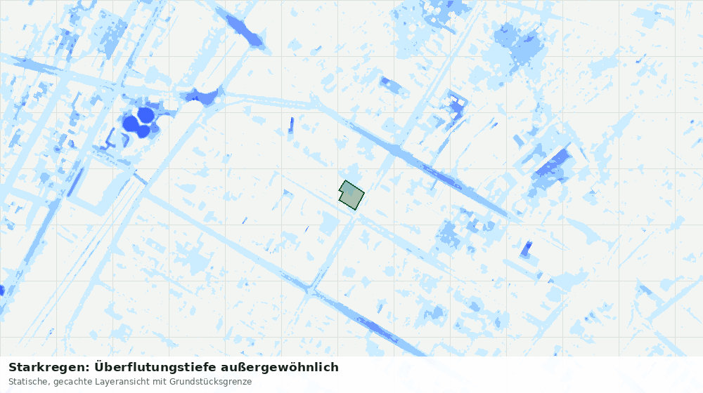 Statische Kartenansicht: Starkregen: Überflutungstiefe außergewöhnlich