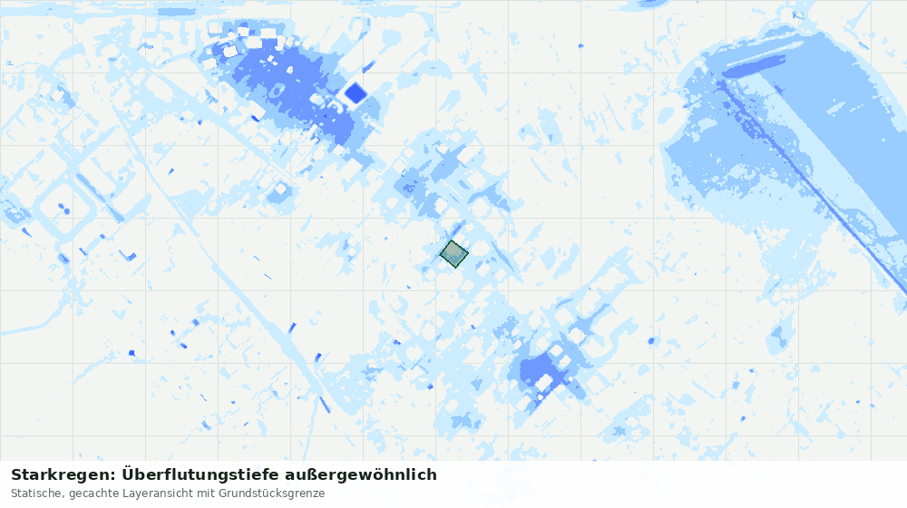 Statische Kartenansicht: Starkregen: Überflutungstiefe außergewöhnlich