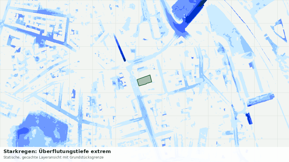 Statische Kartenansicht: Starkregen: Überflutungstiefe extrem
