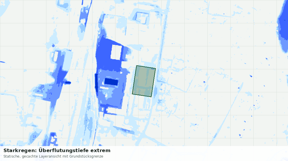 Statische Kartenansicht: Starkregen: Überflutungstiefe extrem