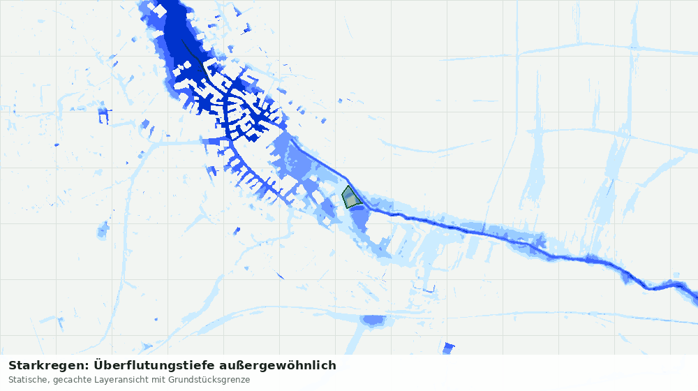 Statische Kartenansicht: Starkregen: Überflutungstiefe außergewöhnlich