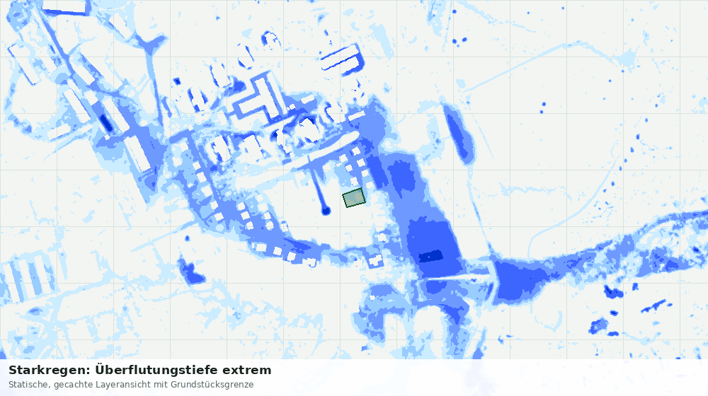 Statische Kartenansicht: Starkregen: Überflutungstiefe extrem