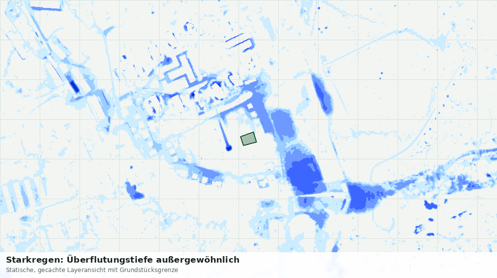 Statische Kartenansicht: Starkregen: Überflutungstiefe außergewöhnlich
