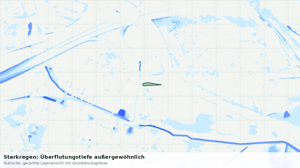 Statische Kartenansicht: Starkregen: Überflutungstiefe außergewöhnlich