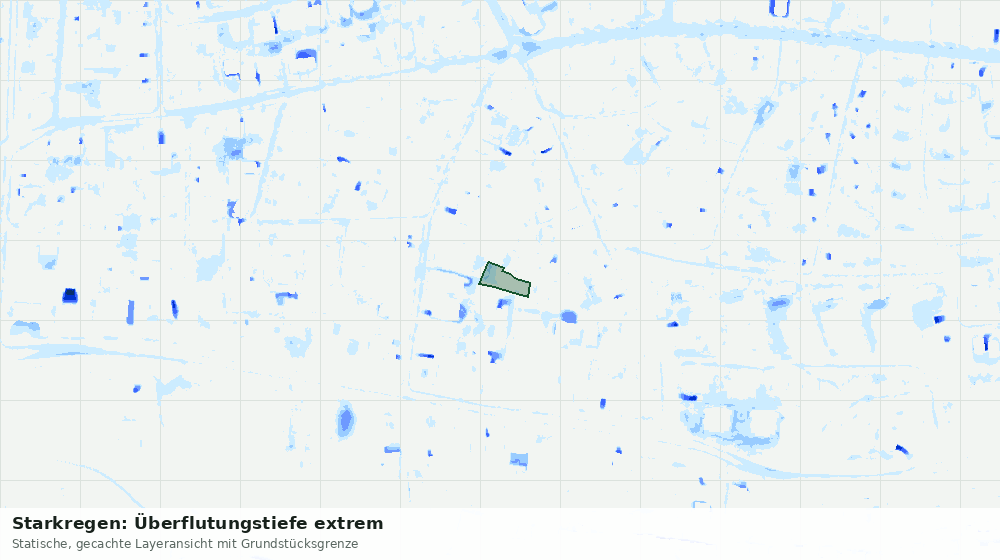 Statische Kartenansicht: Starkregen: Überflutungstiefe extrem