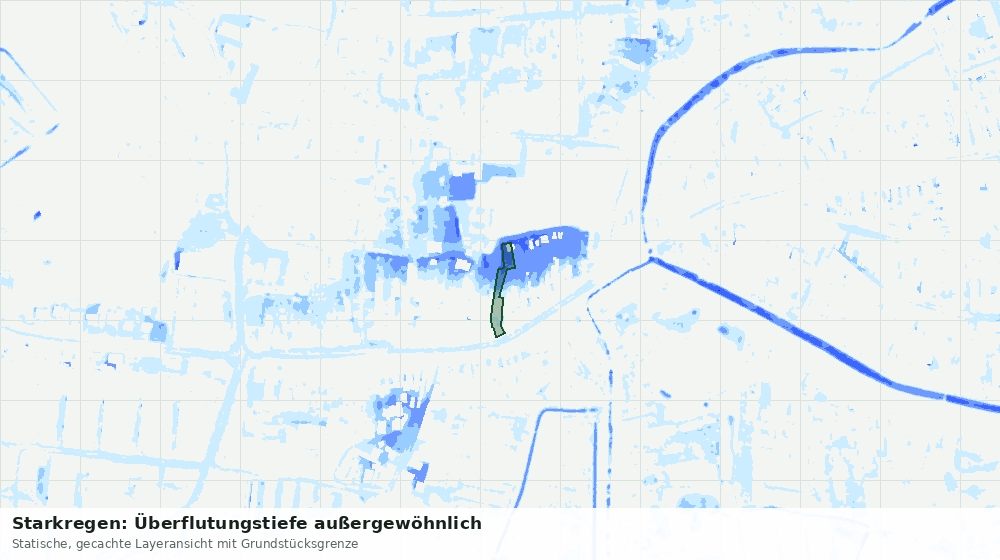 Statische Kartenansicht: Starkregen: Überflutungstiefe außergewöhnlich
