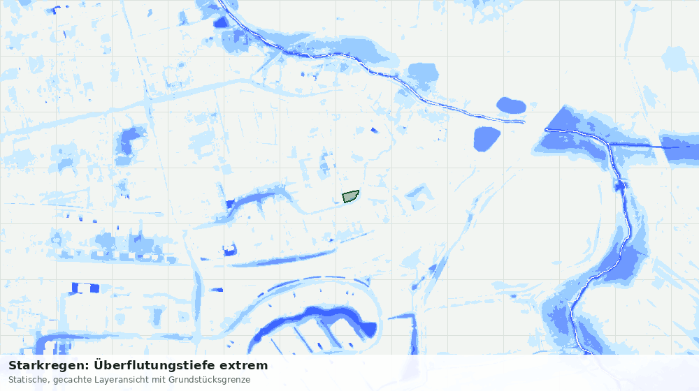 Statische Kartenansicht: Starkregen: Überflutungstiefe extrem