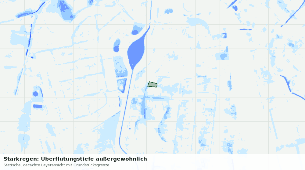 Statische Kartenansicht: Starkregen: Überflutungstiefe außergewöhnlich