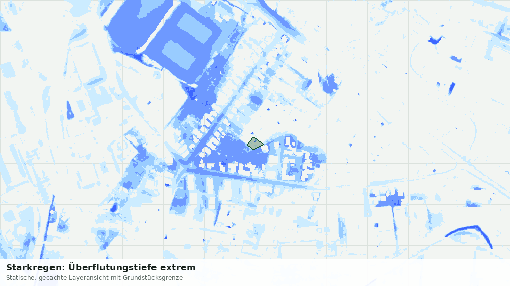 Statische Kartenansicht: Starkregen: Überflutungstiefe extrem