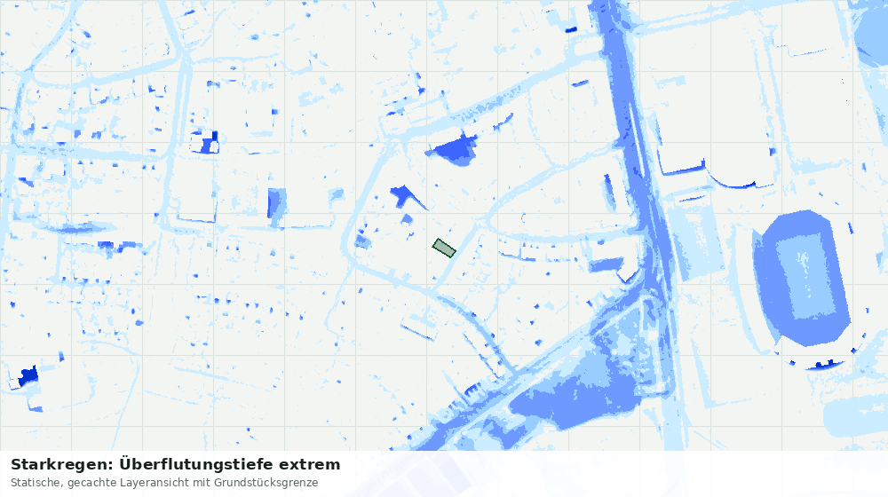 Statische Kartenansicht: Starkregen: Überflutungstiefe extrem