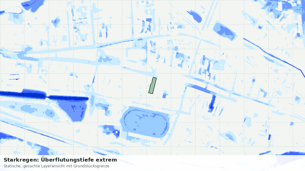 Statische Kartenansicht: Starkregen: Überflutungstiefe extrem