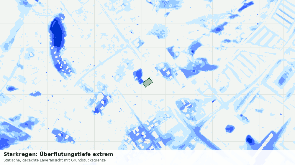 Statische Kartenansicht: Starkregen: Überflutungstiefe extrem